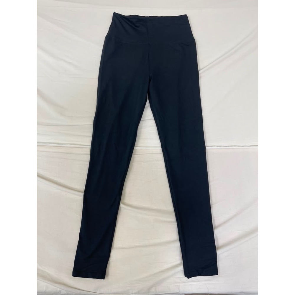 Unbranded Womens Black High Waisted Athletic Leggings S-M Polyester Spandex